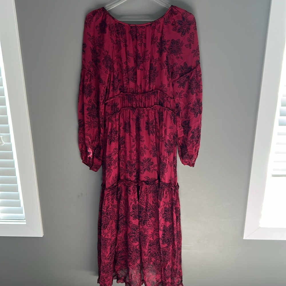 Anthropologie Red Floral Maxi Dress - Picture 5 of 8